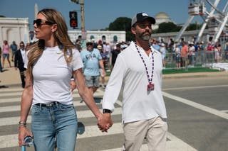 Donald Trump Jr. attended the fair with his wife, Bettina Anderson